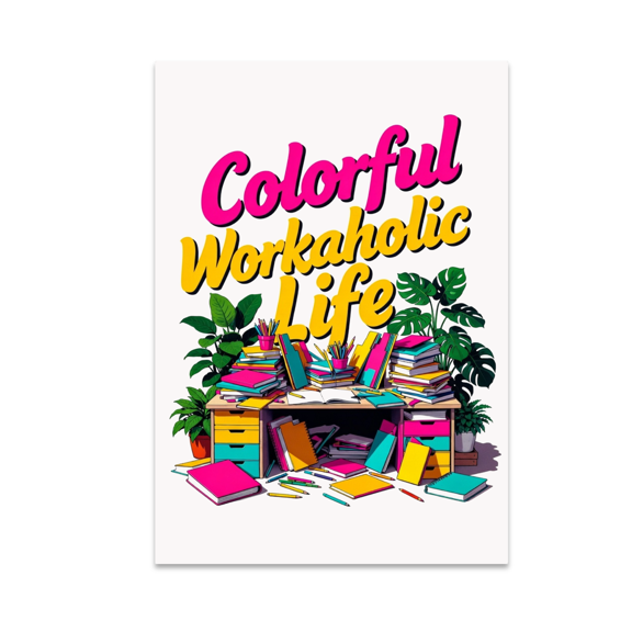 Colorful Workaholic Life Desk Art - Office Decor Enthusiast - 13x19 Poster Print