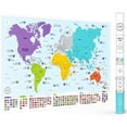 thumbnail image 1 of Colorful World Map with Flags & Capitals + 50 Interesting Facts - XL Wall Art Poster for Home & Classroom, 1 of 7