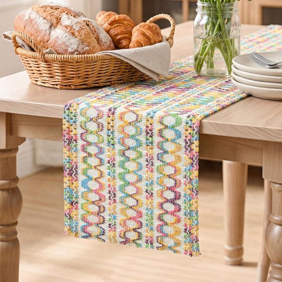 Colorful Woven Farmhouse Hollow Table Runner 12x72 Inch