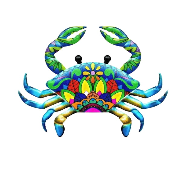 `Colorful Wrought Iron Crab Wall Decor Metal Wall Art for Living Room Bedroom Patio Outdoor Hanging Decor`