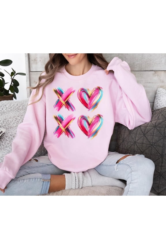Colorful XO Heart SweatshirtHand-Drawn Love Design All Size S-5Xl