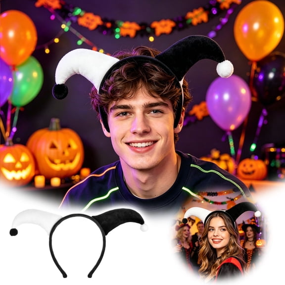Colorful Yarn Horn Headband Cosplay Halloween Accessory Black 1pc