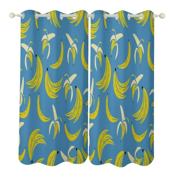 Colorful Yellow Banana 2pcs Blackout Curtains For Living Room Bedroom Grommet Top Window Set for Left And Right Biparting Open
