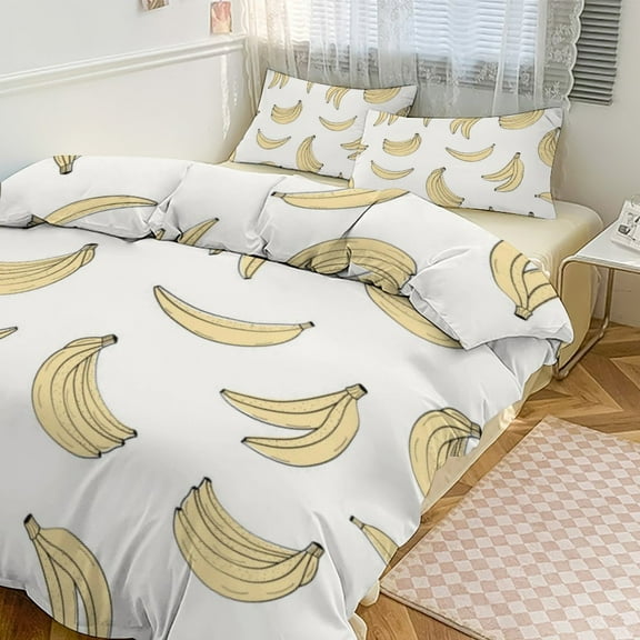 Colorful Yellow Banana Bedding Set Couple Bedclothes Pillowcase Customized Home Textiles Bed Set for Bedroom Decoration