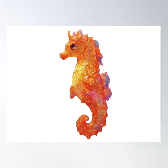 Colorful Yellow Seahorse Poster Wall Art, Modern Wall Decor For Living Room Bedroom, 8x12 UNFRAMED