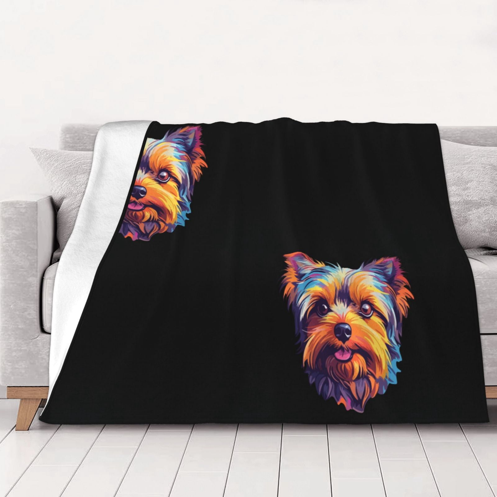 Colorful Yorkshire Terrier Dog Fleece Blanket For Bed Or Sofa All