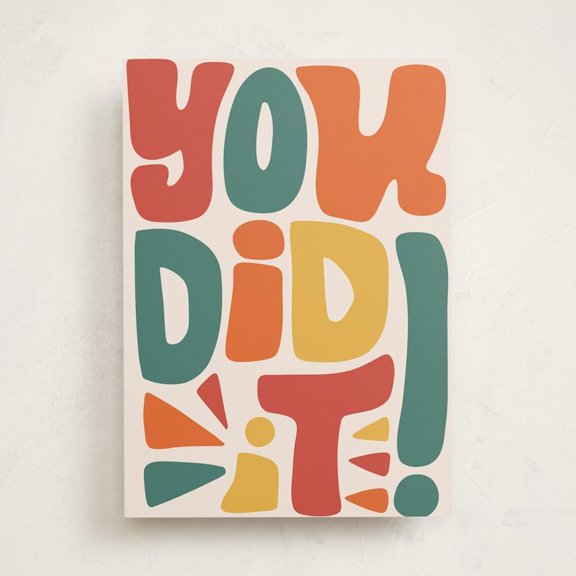 Colorful "You Did It!" Greeting Card – Bright and Fun Celebration Card for Achievements, Encouragement, or Congratulations – Blank Inside with Envelope Included