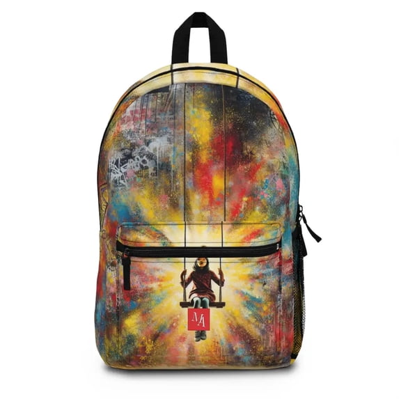 Colorful Youth on a Swing - Backpack