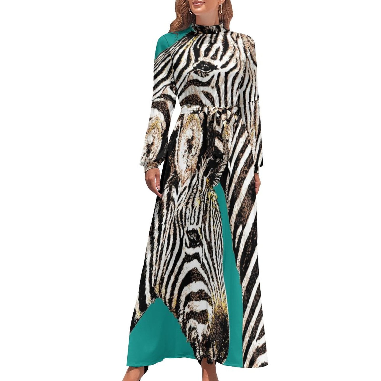 Colorful Zebra Dress Texture Wild Animal Maxi Dress Street Fashion ...