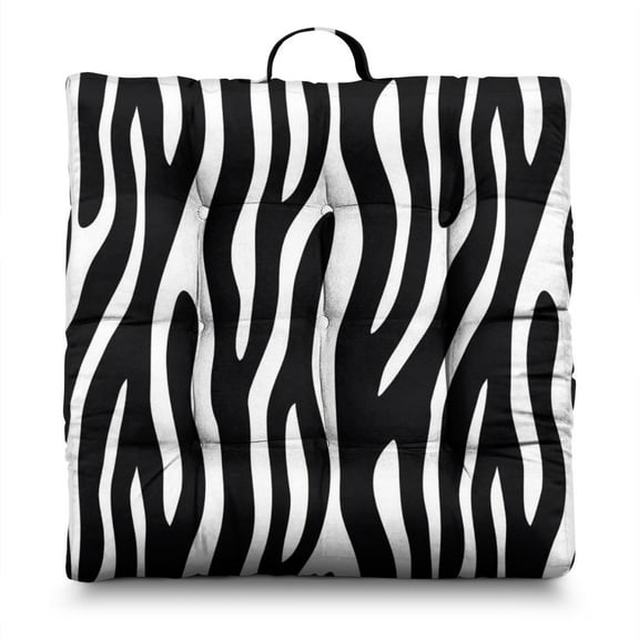Colorful Zebra Pattern Oversized Floor Sitting Cushion - 4.7" Thick Multicolor Zebra Abstract Pillow for Meditation, Fluffy & Resilient PP Cotton Filling, Modern Boho Home Decor, Black and White Print