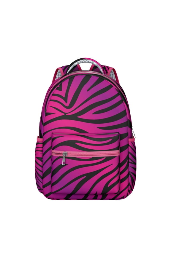 Colorful Zebra Print Backpack Black and White Zebra Stripes, Gradient Zebra Aesthetic Fashion Students School Bag for Students and Students