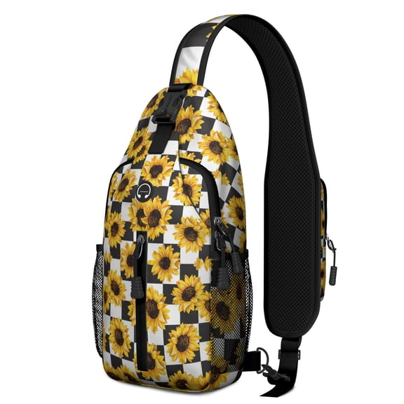 Colorful Zebra Print Sling Backpack with Rainbow Stripes – Abstract Zebra Pattern Crossbody Bag in Black and White Gradient, Cute Cartoon Design, Modern Fashion Aesthetic for Travel & Outdoors