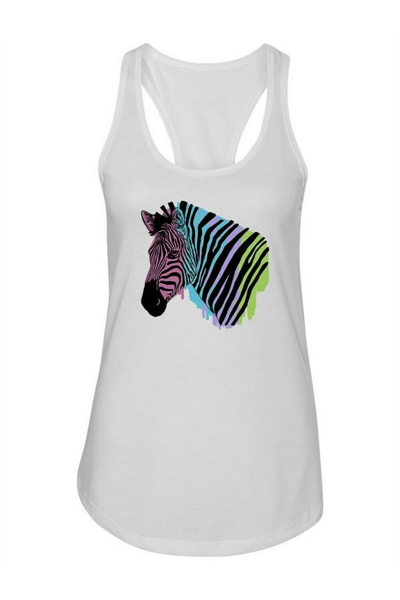 Colorful Zebra Racerback Tank Women -Image by Shutterstock, Female Large
