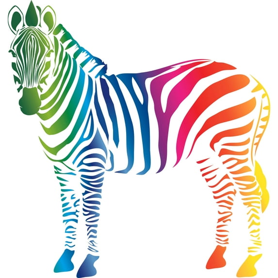 Colorful Zebra Rainbow Zebra Customized Wall Decal - Custom Vinyl Wall Art - Personalized Name - Baby Girls Boys Kids Bedroom Wall Decal Room Decor Wall Stickers Decoration Size (30x30 inch)