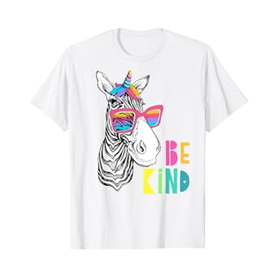 Colorful Zebra Unicorn Graphic T-Shirt - Promote Kindness with Fun ...