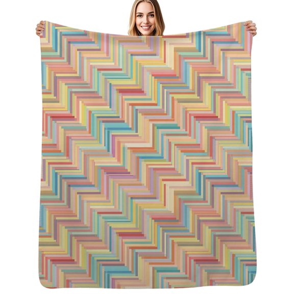 Colorful Zigzag Pattern Flannel Blanket Warm Soft Bedding Throws Winter Camping Chair Sofa Bed