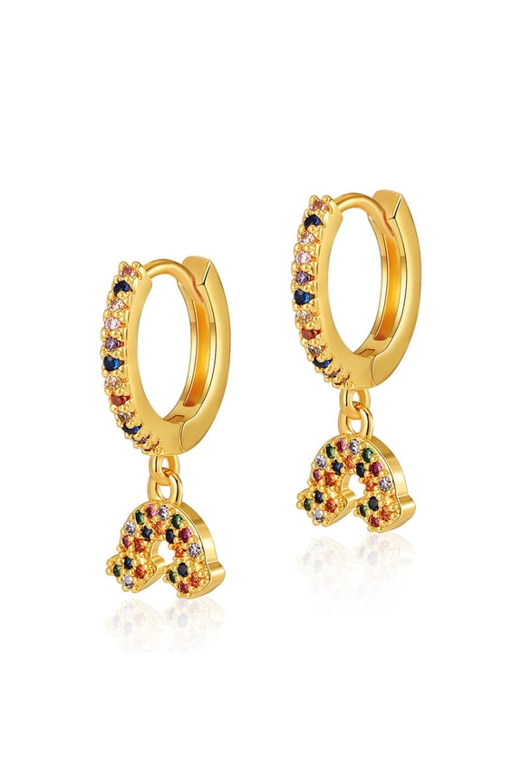 Colorful Zircon Cloud Niche Earrings Plated With 18K Real Gold Earrings