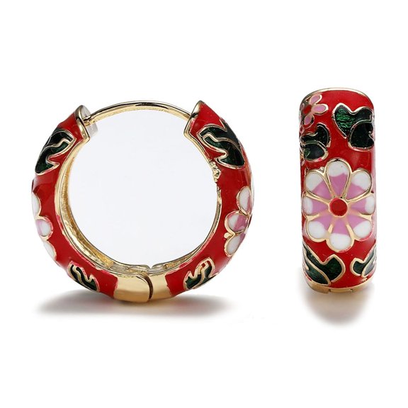 Colorful Zircon Earrings Stainless Steel Hoop Earrings with Zircon Round Chic Earrings Valentines Day Gifts Decor