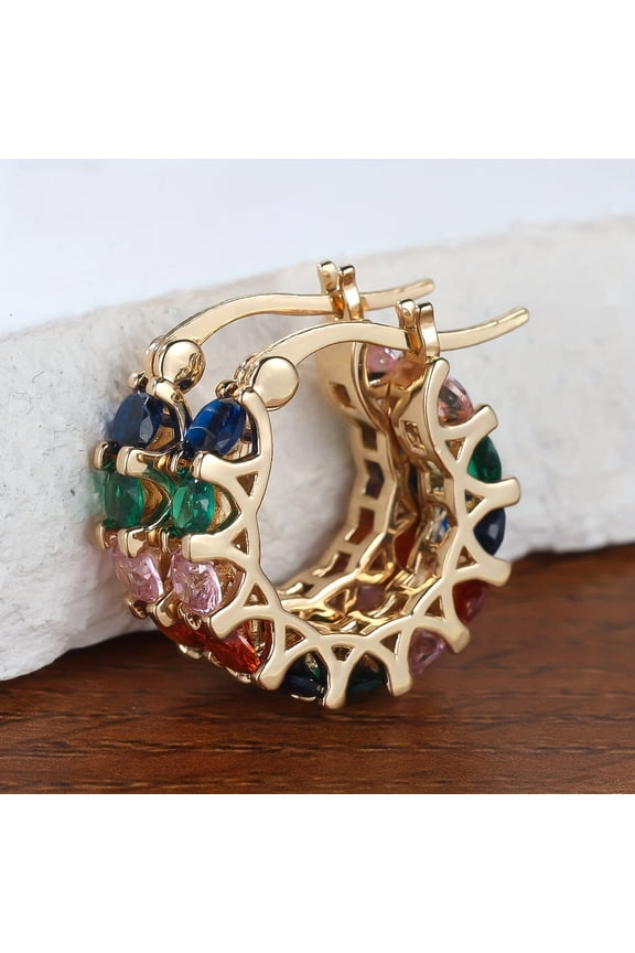 New Colorful Zirconia Luxury Earrings Jewelry Luxury Colorful Women's Fashion Earrings Synthetic Zirconia Earrings