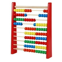 Colorful abacus stand,Wooden Abacus for Ki-ds Math-Counting To-y, Multi-Color Counters, Counting T-oys for Presch-ool Learning & Development, Develops Coordination, Motor Skills(L-Red)
