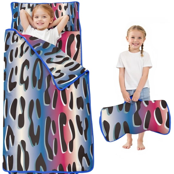 Colorful and Black Of Leopard Print Toddler Nap Mats for Kids Preschool,Sleeping Mat Bag or Kids,Toddler Sleeping Bag,Toddler Nap Mat or Daycare