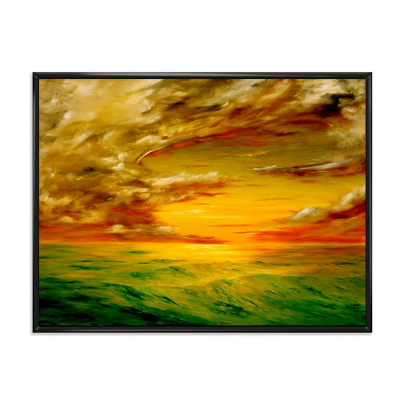 Colorful and Bright Sunset At Santa Rosa California 20 in x 12 in Framed Painting Canvas Art Print, by Designart