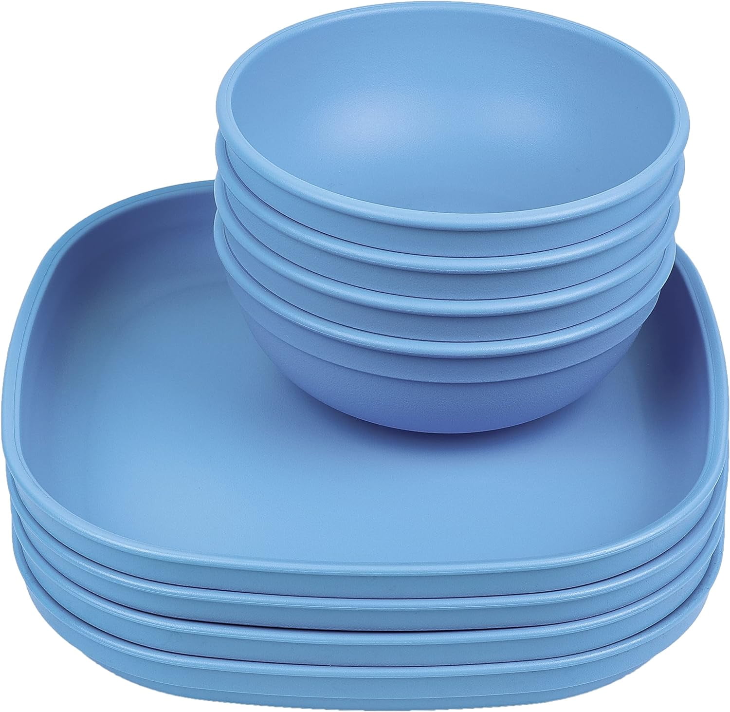 Colorful and Durable Set of 4 Flat Toddler Plates and