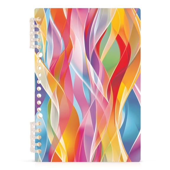 Colorful and Elegant Line Notebooks 1-subject Journal 60 Sheets A5 College Ruled Paper Detachable Ring 8.3"x5.7"