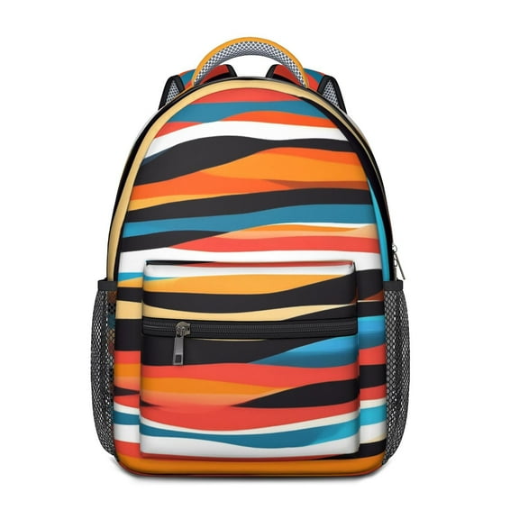 Colorful and Grey Abstract Art Artwork Backpack for School,Cute School Bag,Schoolbag with Adjustable Shoulder Straps & Padded Back,15.3"x11"x6.7"