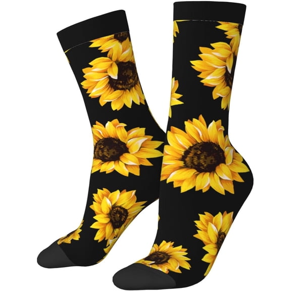 Colorful and Mid-Calf Socks for Men and Women, 1 Pair Lovely Sunflower