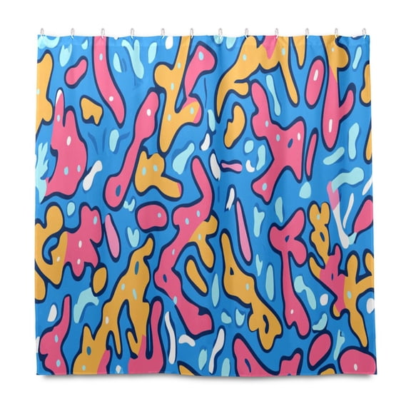 Colorful and Playful Patterns 72x72 Waterproof Shower Curtain Liners Durable Metal C-Hooks Fade-Proof Thermal Print Anti-Splash