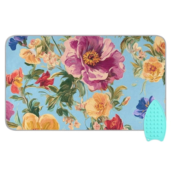 Colorful and Vivid Flowers Ironing Mat Blanket for Table Top Travel Portable Ironing Board Pad 47.2x27.6 Inch