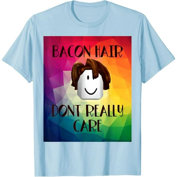 Colorful bacon hair oof head design for boy video gamers Roblox T-Shirt, Light Blue Color, Size 2XL