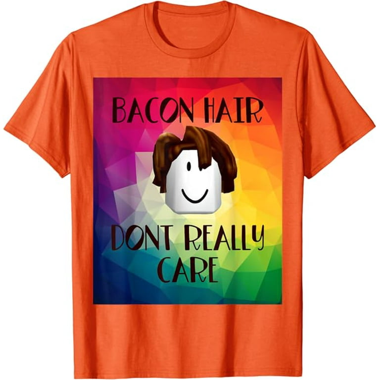 Colorful bacon hair oof head design for boy video gamers Roblox T Shirt Orange Color Size M