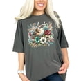 thumbnail image 1 of Colorful bird floral graphic tee, Unique bird and flower design shirt, Cute sparrow in floral garden T-shirt, Artistic wildlife print top, Pepper Comfort Colors T-Shirt, Medium, 1 of 1