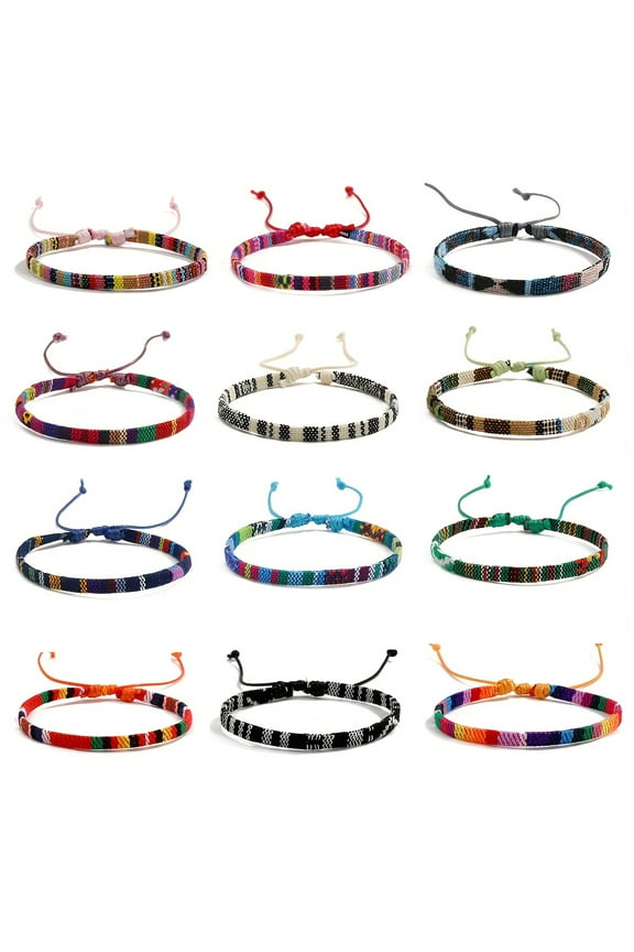 Colorful boho style fabric braided bracelet simple and versatile friendship bracelet,Silver