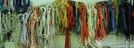 Colorful braided ropes for sailing in a store Canvas Art - Panoramic Images (36 x 13)