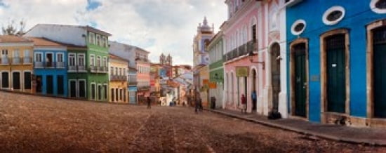 Colorful buildings Pelourinho Salvador Bahia Brazil Canvas Art - Panoramic Images (15 x 6)
