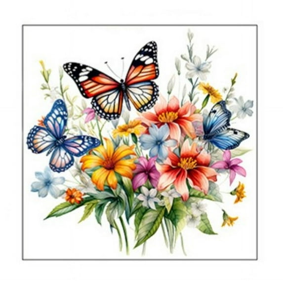 Colorful butterfly and flowers self-adhesive wall decoration for home decoration