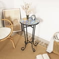 thumbnail image 1 of Colorful ceramic + matte black steel / Stable side table with leveling legs, 1 of 3