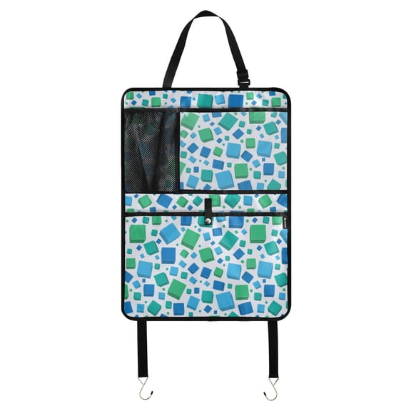 Colorful cubes random pattern design Car Seat Back Kick Protectors,88 Pack Kick Mats with Storage Pockets for Vehicles to Protect from Dirt, Mud & Scratches