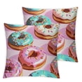 thumbnail image 1 of Colorful donut pillowcase watercolor painting donut candy decoration children's cushion cover, youth adult theme warm home bed soft cushion cover  1 Set of 2, Various Sizes, 1 of 7