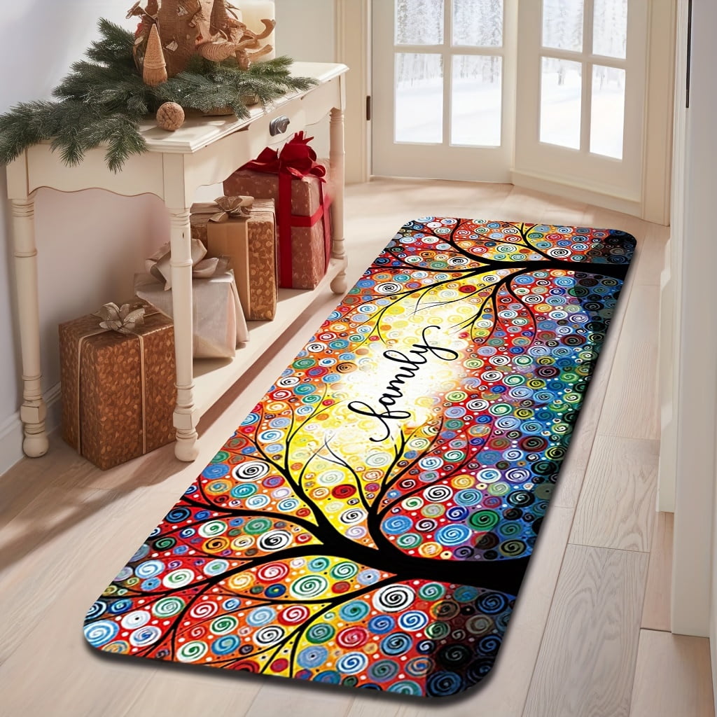 Colorful dream Tree Kitchen Mat Set, Premium Flannel Anti-Fatigue ...