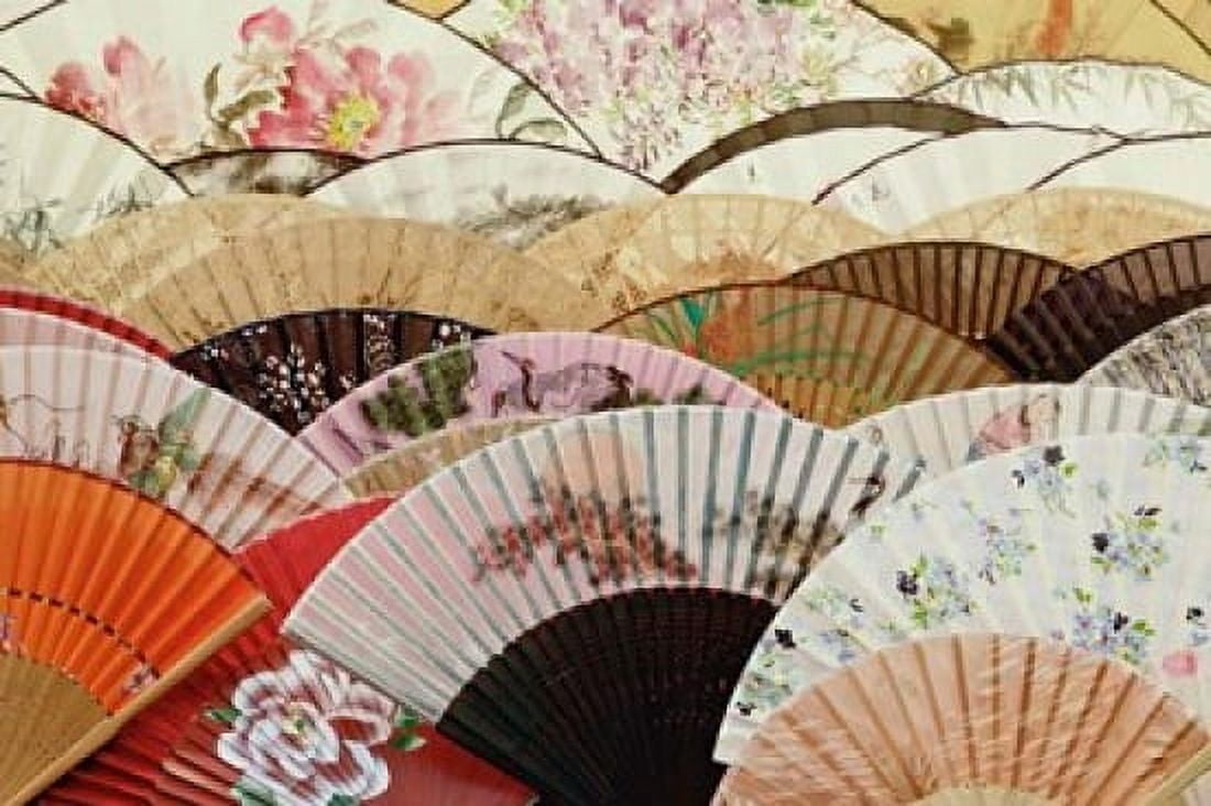 Colorful fans at market in Xian China Canvas Art - Adam Jones DanitaDelimont (35 x 23)