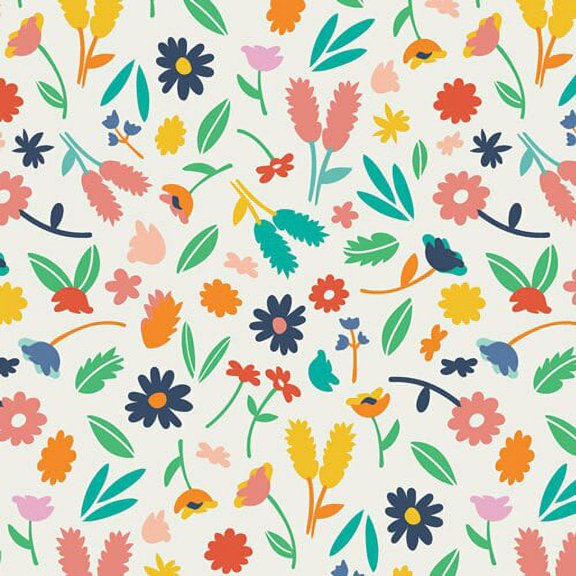 Colorful flowers fabric, Art Gallery Breezy Blossoms Lemonade cotton, Sold by the Quarter Yard