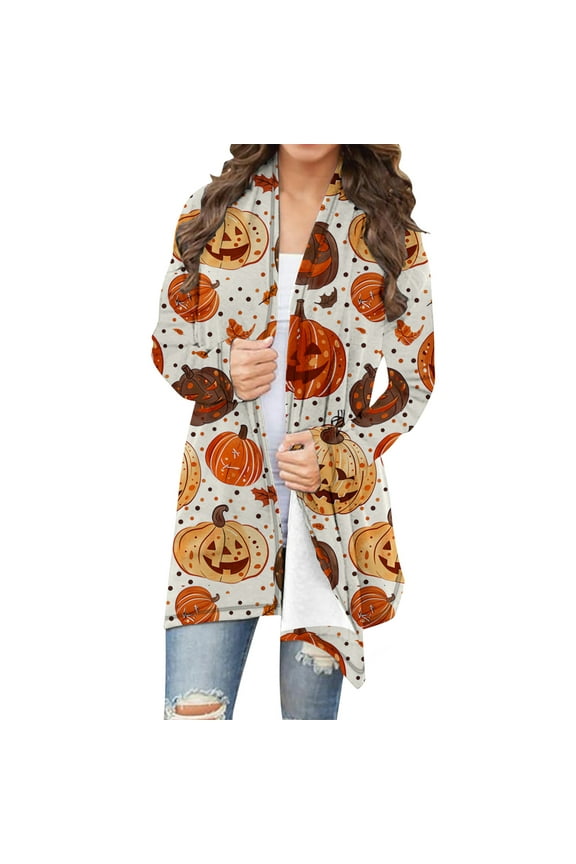 Colorful Women Skeleton Graphic Loose Fit Long Outerwear for Women Happy Festival Halloween Lounge Cardigan Fall Winter Outfit 2025 Clothes Fashion XL