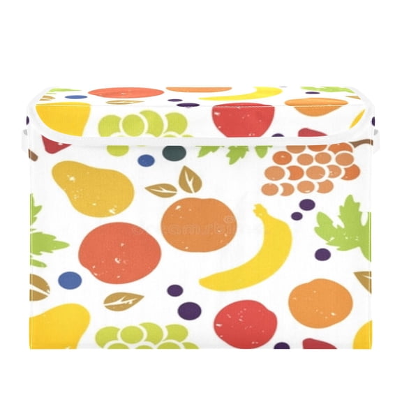 Colorful fruit pattern design Large Toy Box Chest Storage with Flip-Top Lid, Collapsible Storage Boxes Container Bins for Toys, Playroom Organizers