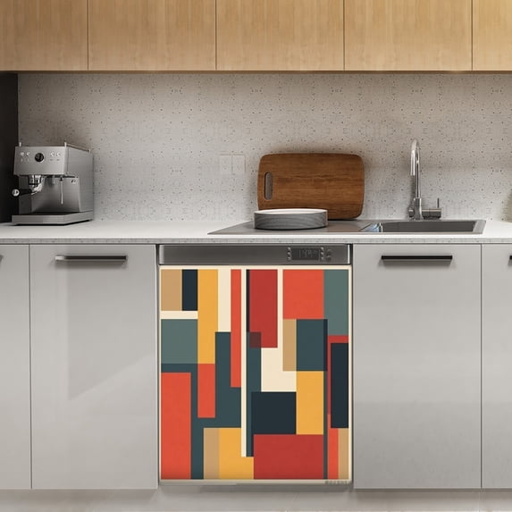 Colorful geometric modern art Dishwasher Magnet Cover Decorative Sticker for Home Cabinet Kitchen 23" x26"