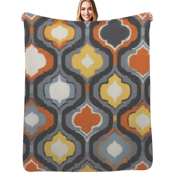Colorful geometric patterned rug Flannel Blanket Warm Soft Bedding Throws Winter Camping Chair Sofa Bed