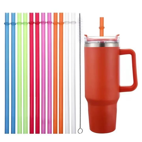 Colorful, hard-plastic straws for repeated use, eco-friendly, extended, thick PP food-grade straight tube, adorable water bottle accessory.